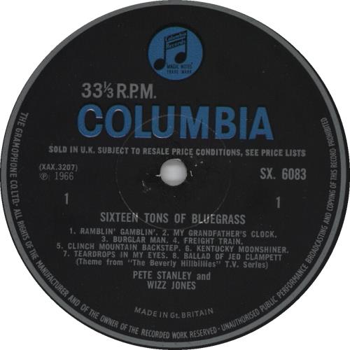 Pete Stanley Sixteen Tons Of Bluegrass vinyl LP album (LP record) UK 1GULPSI751449