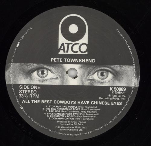 Pete Townshend All The Best Cowboys Have Chinese Eyes vinyl LP album (LP record) UK TOWLPAL130249