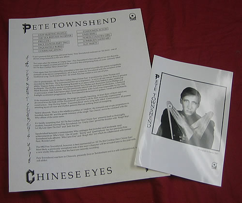 Pete Townshend All The Best Cowboys Have Chinese Eyes media press pack US TOWPPAL340544
