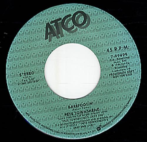 Pete Townshend Barefootin' 7" vinyl single (7 inch record / 45) US TOW07BA347250