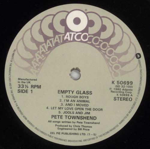 Pete Townshend Empty Glass - Shrink vinyl LP album (LP record) UK TOWLPEM874396