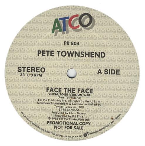Pete Townshend Face The Face 12" vinyl single (12 inch record / Maxi-single) US TOW12FA27008