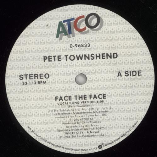 Pete Townshend Face The Face 12" vinyl single (12 inch record / Maxi-single) US TOW12FA79967