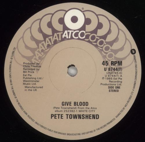 Pete Townshend Give Blood 12" vinyl single (12 inch record / Maxi-single) UK TOW12GI49671