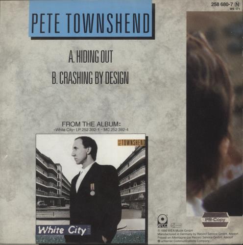 Pete Townshend Hiding Out 7" vinyl single (7 inch record / 45) German TOW07HI83381