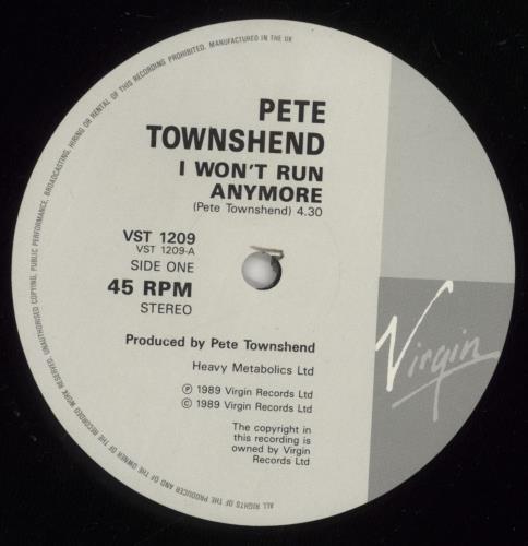 Pete Townshend I Won't Run Anymore 12" vinyl single (12 inch record / Maxi-single) UK TOW12IW74299