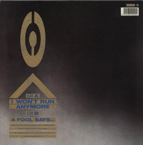 Pete Townshend I Won't Run Anymore 12" vinyl single (12 inch record / Maxi-single) UK TOW12IW74299