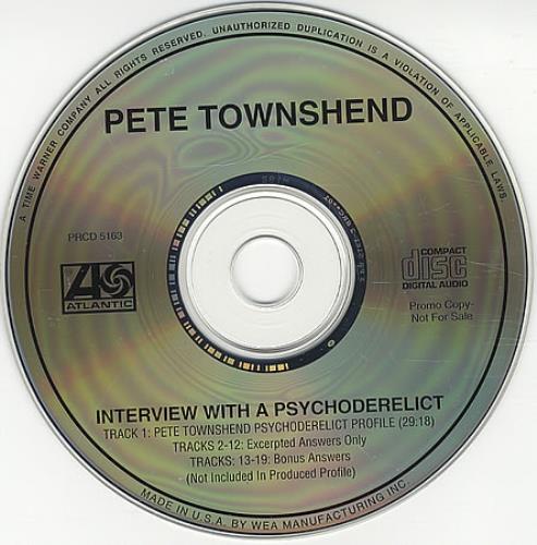 Pete Townshend Interview With A Psychoderelict CD album (CDLP) US TOWCDIN20098