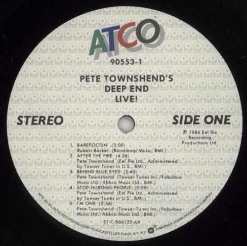 Pete Townshend Pete Townshend's Deep End Live! vinyl LP album (LP record) US TOWLPPE874493
