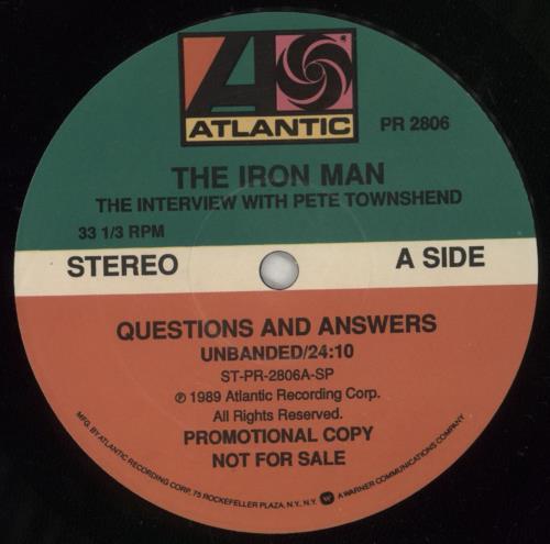 Pete Townshend The Iron Man Interview - EX vinyl LP album (LP record) US TOWLPTH105007