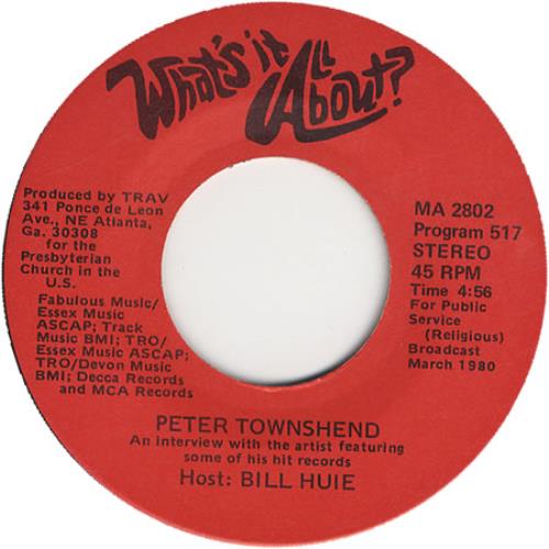 Pete Townshend What's It All About 7" vinyl single (7 inch record / 45) US TOW07WH202160