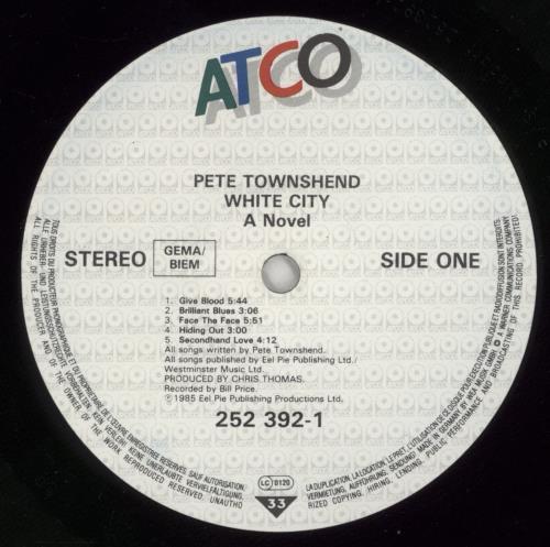 Pete Townshend White City vinyl LP album (LP record) German TOWLPWH268409