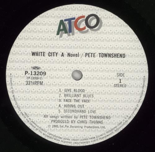 Pete Townshend White City vinyl LP album (LP record) Japanese TOWLPWH874099