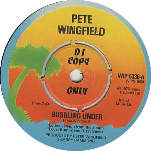 Pete Wingfield Bubbling Under 7" vinyl single (7 inch record / 45) UK PTW07BU450824
