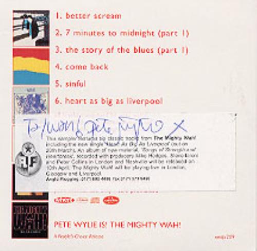 Pete Wylie Songs - signed CD single (CD5 / 5") UK PWYC5SO168439
