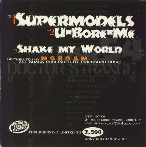 Peter & The Test Tube Babies Supermodels - Clear With Multicolour Splatter 7" vinyl single (7 inch record / 45) UK P&B07SU807545