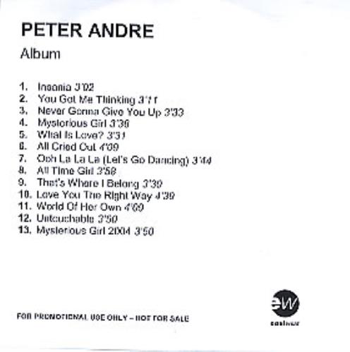 Peter Andre The Long Road Back CD-R acetate UK PTACRTH293236