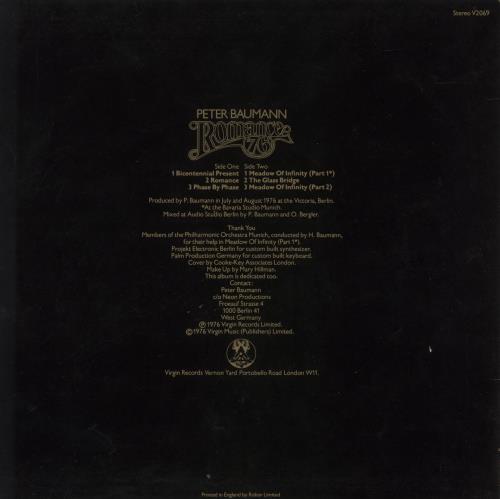 Peter Baumann Romance 76 vinyl LP album (LP record) UK BMNLPRO660936
