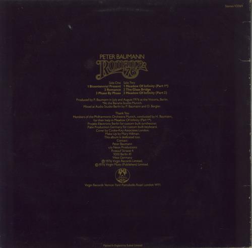 Peter Baumann Romance 76 vinyl LP album (LP record) UK BMNLPRO693339