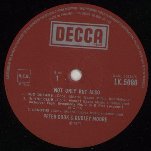 Peter Cook & Dudley Moore Not Only But Also vinyl LP album (LP record) UK P&DLPNO866650