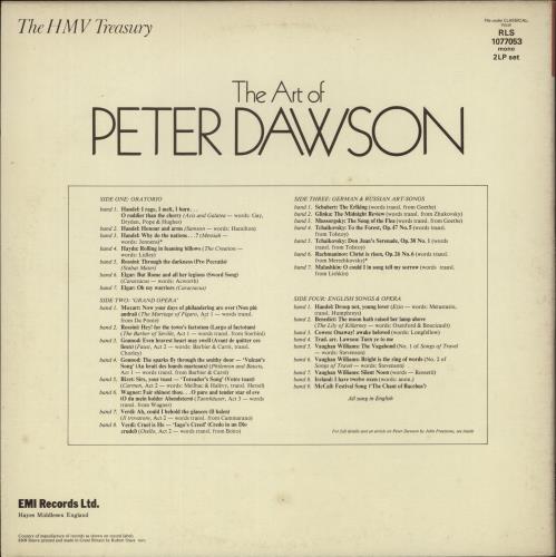 Peter Dawson The Art of Peter Dawson: Opera . Oratorio . German & Russian Songs . English Operas & Songs 2-LP vinyl record set (Double LP Album) UK P112LTH879905