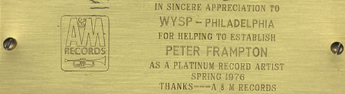 Peter Frampton Frampton Comes Alive! award disc US PFRAWFR376895