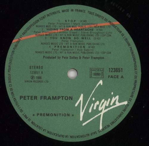 Peter Frampton Premonition vinyl LP album (LP record) French PFRLPPR874628