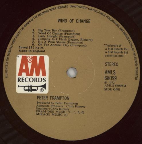 Peter Frampton Wind Of Change vinyl LP album (LP record) UK PFRLPWI869355