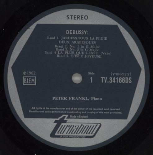 Peter Frankl Debussy: Piano Works vinyl LP album (LP record) UK PZ1LPDE723236