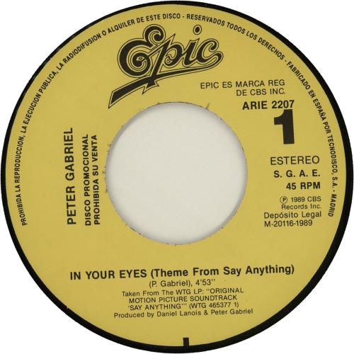 Peter Gabriel In Your Eyes 7" vinyl single (7 inch record / 45) Spanish GAB07IN04019