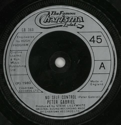 Peter Gabriel No Self Control - Picture sleeve 7" vinyl single (7 inch record / 45) UK GAB07NO49514