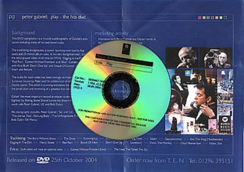 Peter Gabriel Play DVD UK GABDDPL306160