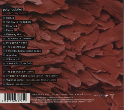 Peter Gabriel Scratch My Back 2 CD album set (Double CD) UK GAB2CSC750895