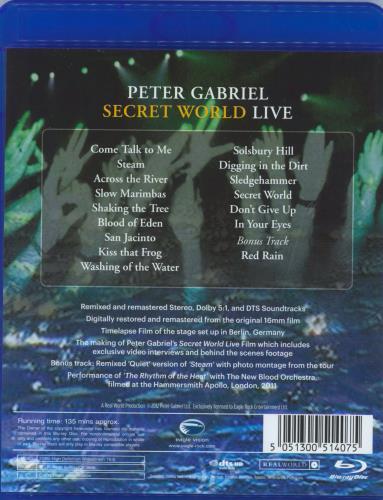Peter Gabriel Secret World Live Blu Ray DVD UK GABBRSE822144