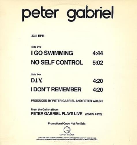 Peter Gabriel Selections From Peter Gabriel Plays Live 12" vinyl single (12 inch record / Maxi-single) US GAB12SE57488