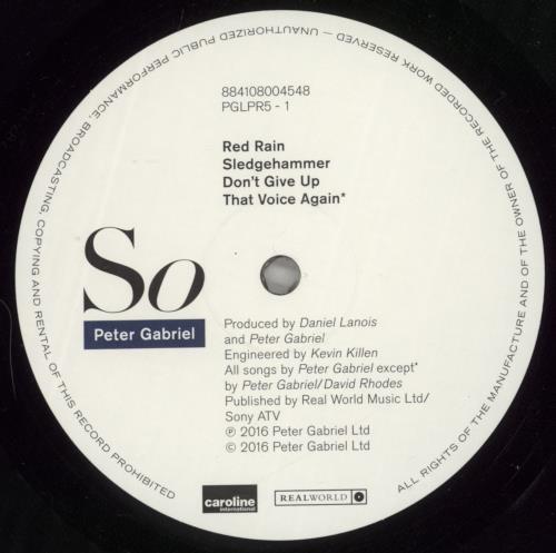 Peter Gabriel So - 180gm - stickered shrink vinyl LP album (LP record) UK GABLPSO880087