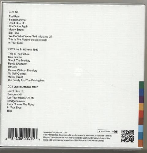 Peter Gabriel So - 25th Anniversary 3-CD album set (Triple CD) UK GAB3CSO680725