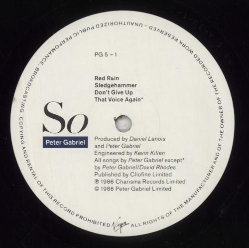 Peter Gabriel So - EX vinyl LP album (LP record) UK GABLPSO189570