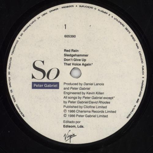 Peter Gabriel So vinyl LP album (LP record) Portuguese GABLPSO855027