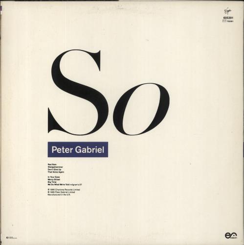 Peter Gabriel So vinyl LP album (LP record) Portuguese GABLPSO855027