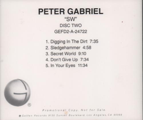 Peter Gabriel SW 2 CD album set (Double CD) US GAB2CSW364930