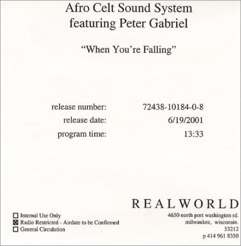 Peter Gabriel When You're Falling CD-R acetate US GABCRWH228731