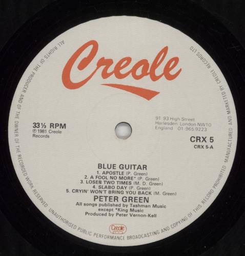 Peter Green Blue Guitar vinyl LP album (LP record) UK PGRLPBL713685