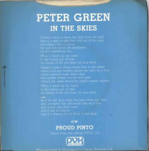 Peter Green In The Skies 7" vinyl single (7 inch record / 45) UK PGR07IN78450