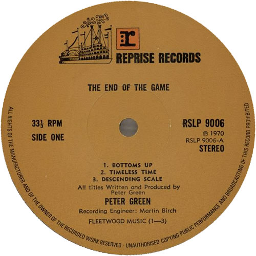 Peter Green The End Of The Game - 1st vinyl LP album (LP record) UK PGRLPTH129481