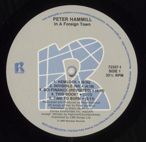 Peter Hammill In A Foreign Town vinyl LP album (LP record) US HMLLPIN839764