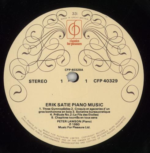 Peter Lawson Erik Satie Piano Music vinyl LP album (LP record) UK P-5LPER634476