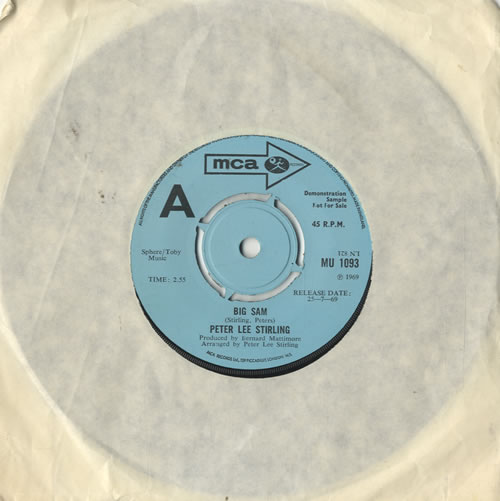Peter Lee Stirling Big Sam 7" vinyl single (7 inch record / 45) UK PS807BI483616