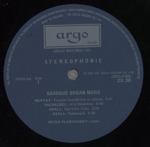 Peter Planyavsky Baroque Organ Music vinyl LP album (LP record) UK 8YTLPBA857391