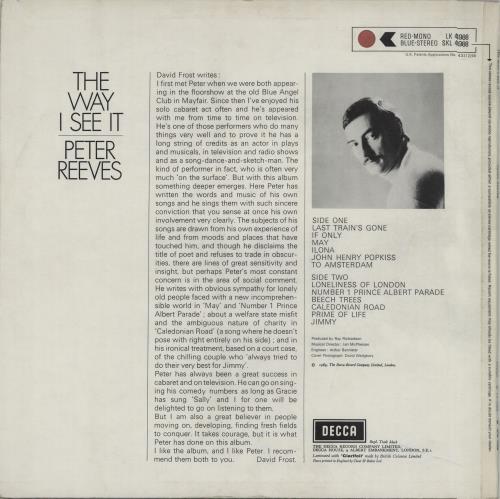 Peter Reeves The Way I See It vinyl LP album (LP record) UK PJ-LPTH660110